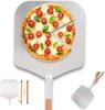 12/14inch Pizza Shovel Metal Non-Stick Pizza Peel with Wood Handle Cake Lifter Transfer Tray for Homemade Baking Pizza Bread