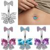 Crystal Belly Button Rings Stainless Steel Pink Bow Belly Rings Rings Navel Piercing Jewelry  Beach