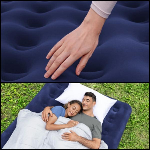 Large Double Velvet Mattress Bestway Soft 191×137×22 Navy Blue