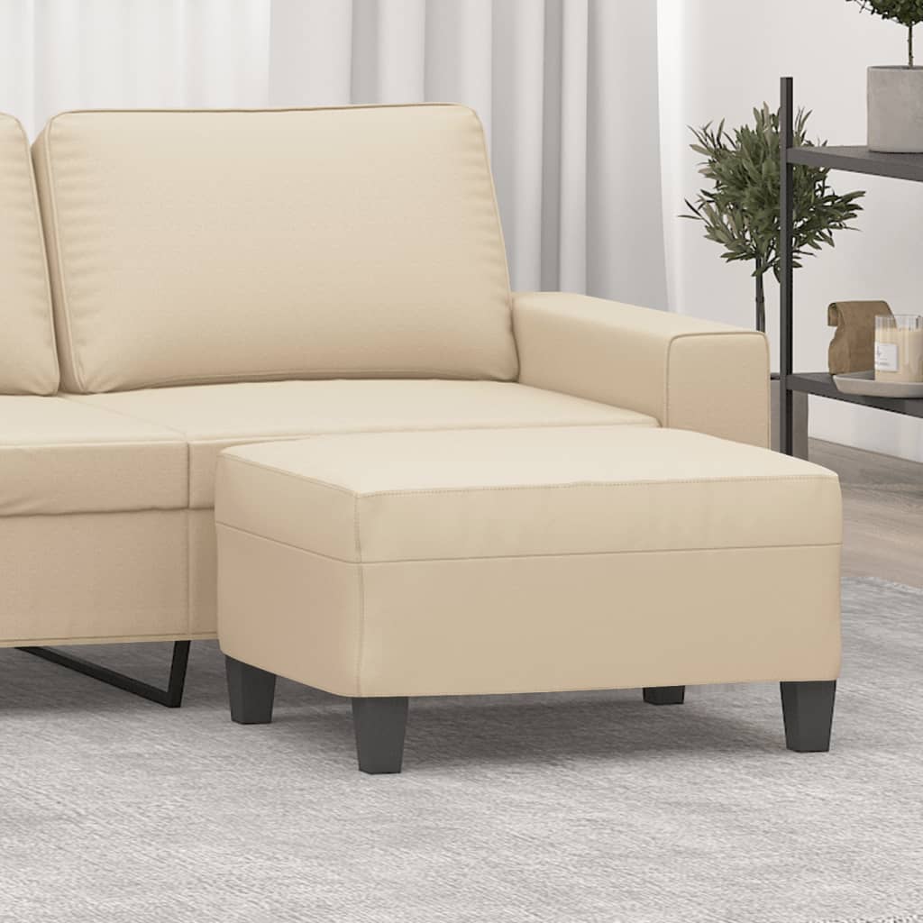 Footstool Cream 70x55x41 Cm Microfiber Fabric