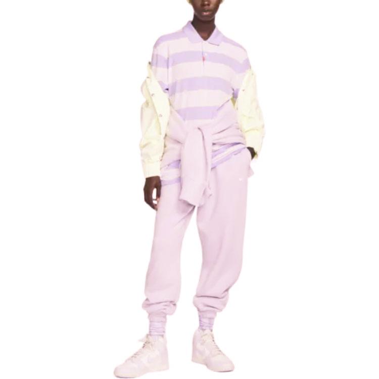 Nike Sportswear Phoenix Fleece Logo Embroidered High-Waisted Oversized Fleece Sports Pants Women Pants Light-Purple DQ5888-530