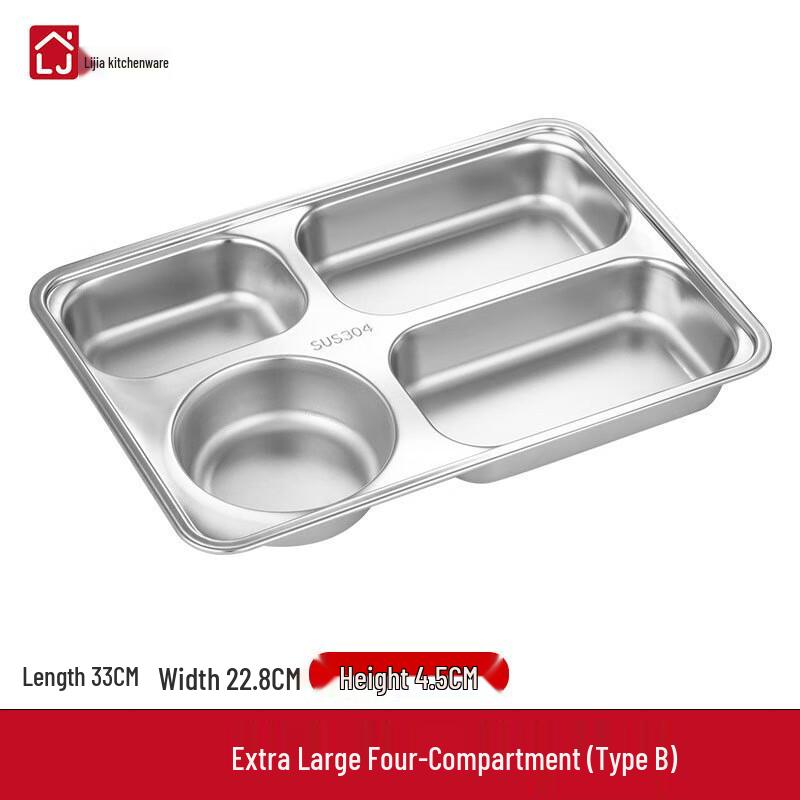 LIJIA FITMENT Partitioned Stainless Steel Bento Box & Meal Tray