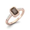 0.82 Ctw Emerald Cut Smoky Quartz 925 Sterling Silver Rose Vermeil Solitaire Women Engagement Ring