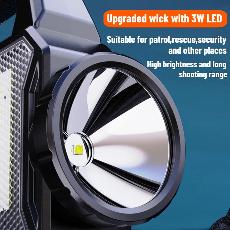 Lanterne Solare Portabile de Mare Putere Încărcare Solară+Type-C Proiector Lumină Puternică în Aer Liber Lampă de Mână cu Lumină Laterală COB Baterie Externă pentru Încărcare