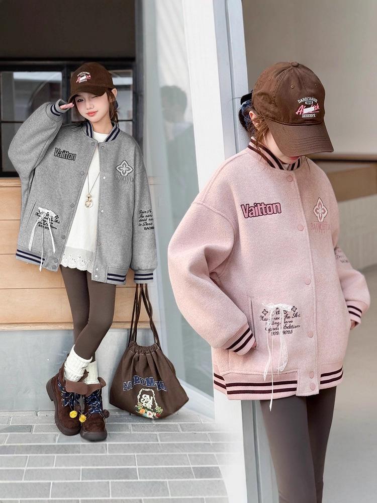 2025 Mädchen Rosa Langarm Stilvolle Herbstjacke