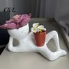 Fun Housewarming Gifts for Plant Lovers Funny Smiling Face Planter, Lying Down Lazy Guy Pot with Drainage Playful Planter Small Plants Holes,