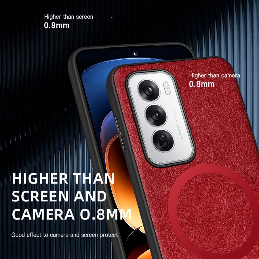 Custodia per telefono OPPO Reno 12 12 Pro in Pelle PU con Anello Magnetico, Bordo Morbido, Anti-Caduta, Anti-Impronte Digitali