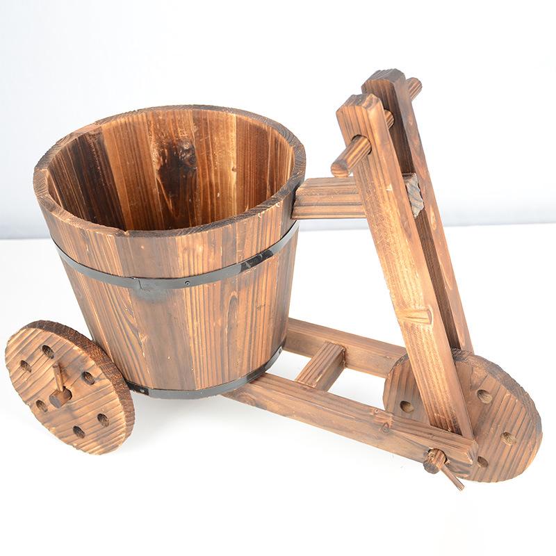 Retro Style Carbonized Wood Tricycle Planter for Succulents - European Pastoral & Japanese Inspired Decor