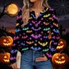 Women's Halloween Print Long Sleeve Shirt Casual Blouse