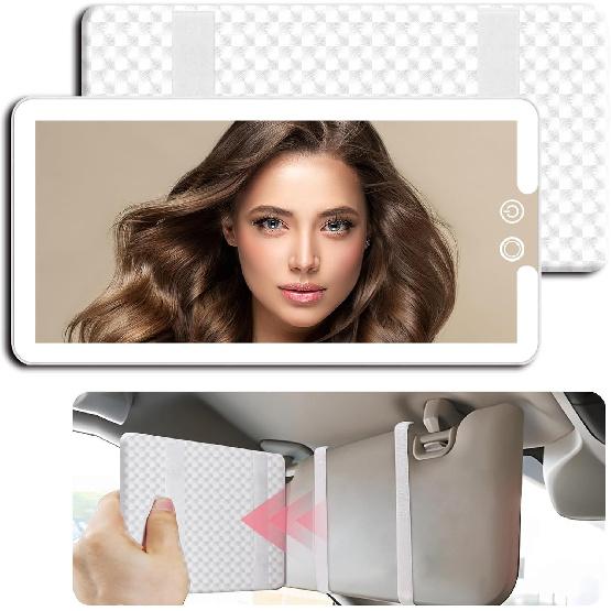 Led Car Sun Visor Vanity Mirror, Large Interior Mirrors with Lights, Dimmable Light up Vanity Makeup Mirror for Car,Rechargeable Rearview Mirrors for