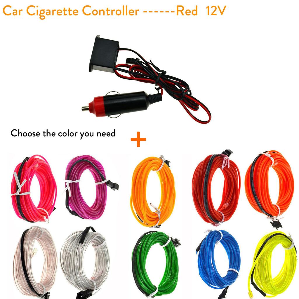 Flexible Neon Glow Car Light EL Wire LED Waterproof Rope DIY Car, Party, Room, Clothing Decoration, 1m, 2m, 3M, 4M, 5m