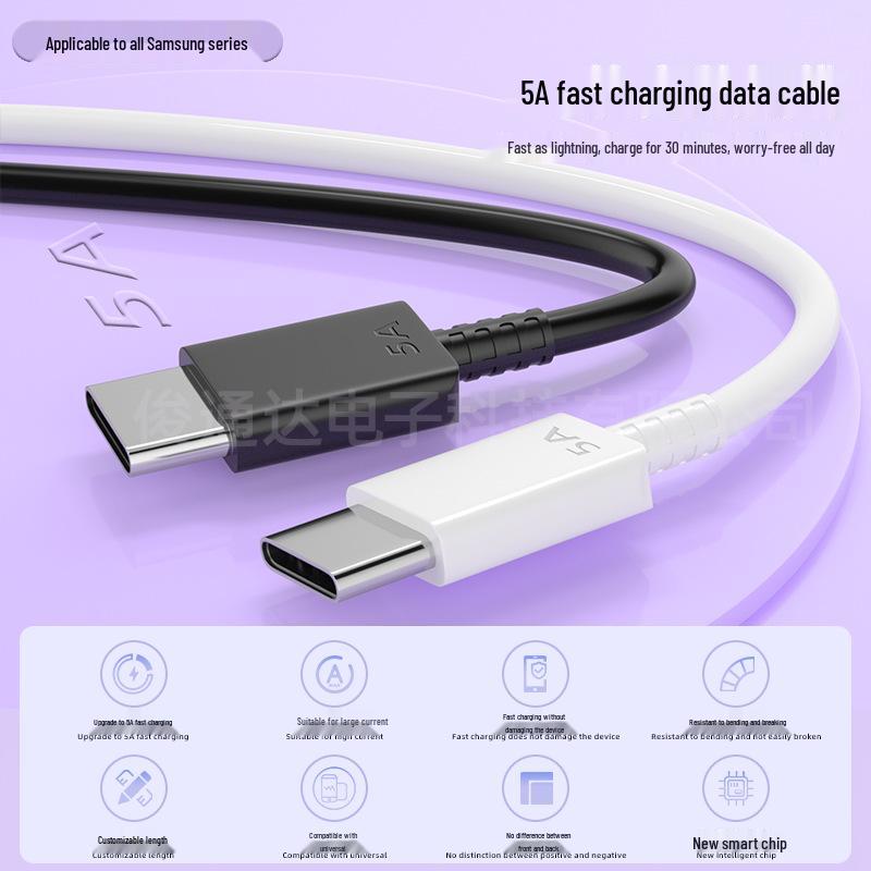 5A QC3.0 Fast Charging Cable for Samsung 45W, Note20/S24 - Dual Type-C