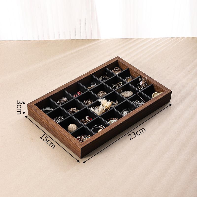 Shopping Mall Counter Jewelry Tray Display Walnut Box Flannel Jewelry Storage Large Capacity Ring Necklace Display Tray
