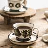 Vintage Design Keramik Blumen Tasse mit Untertasse Kaffeetasse Flacher Teller Teetasse Britisches Nachmittagstee-Set Spülmaschinenfest 200ml