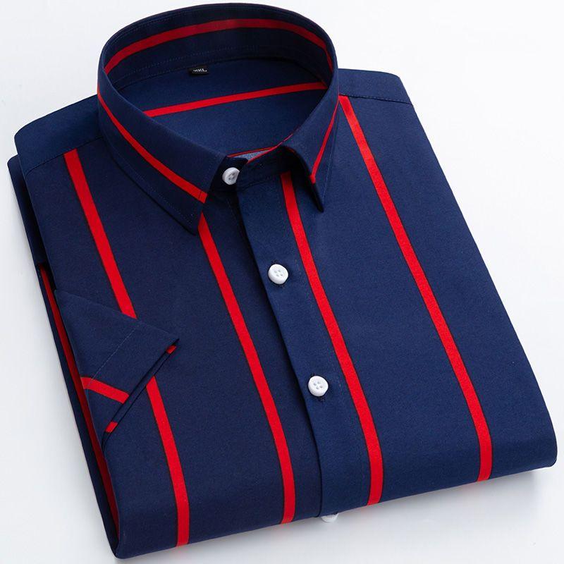2024 Jaro a Podzim Business Volný čas Móda Límec Polo Barevný Pruhovaný Potisk Všestranná Nadměrná Košile s Krátkým Rukávem pro Muže