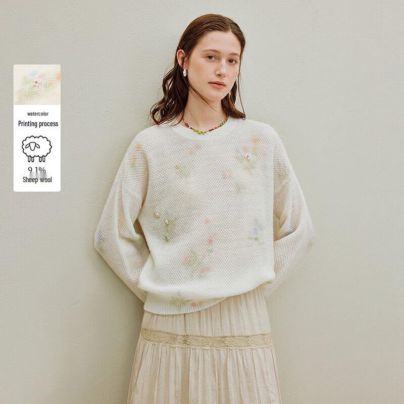 

Inman Women s Printed Round Neck Knit Sweater M