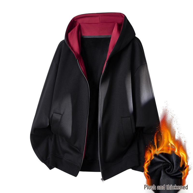 

Men s Winter Plus Velvet Thick Hooded Sweatshirt – Heavyweight Color Block Casual Jacket M