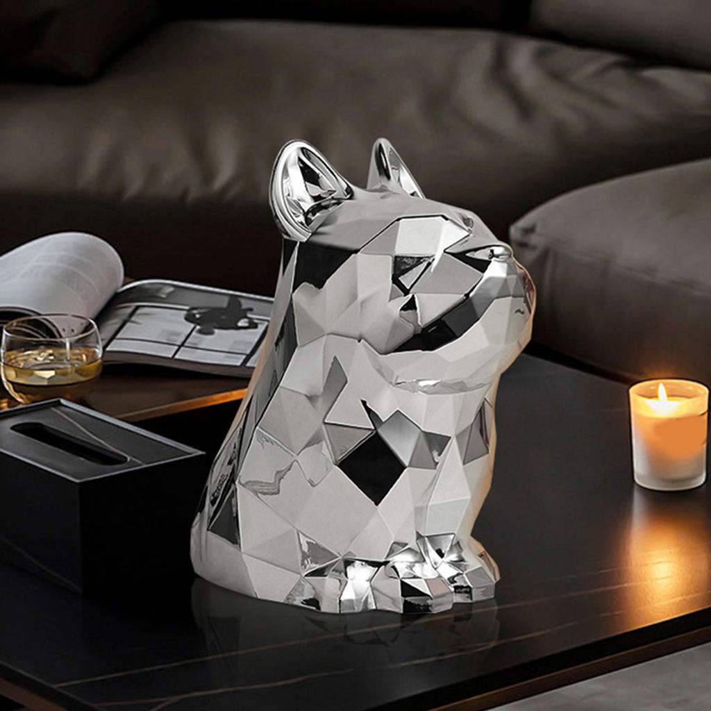 Silver Dog Decor Tissue Box Cover Unique Dog Accent Facial Tissue Box Sturdy Paper Dispenser for Various Interiors