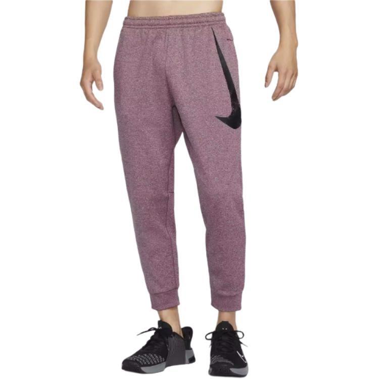 Nike Therma FIT Lace Up Fashion Versatile Fleece Lined Knitted Sweatpants Men's Bright Burgundy Red FZ1075-652
