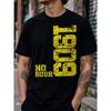 Men's Graphic Tee No Rush Go Short Sleeve Crew Neck T-Shirt Distressed Print Casual Streetwear Top For Daily Wear