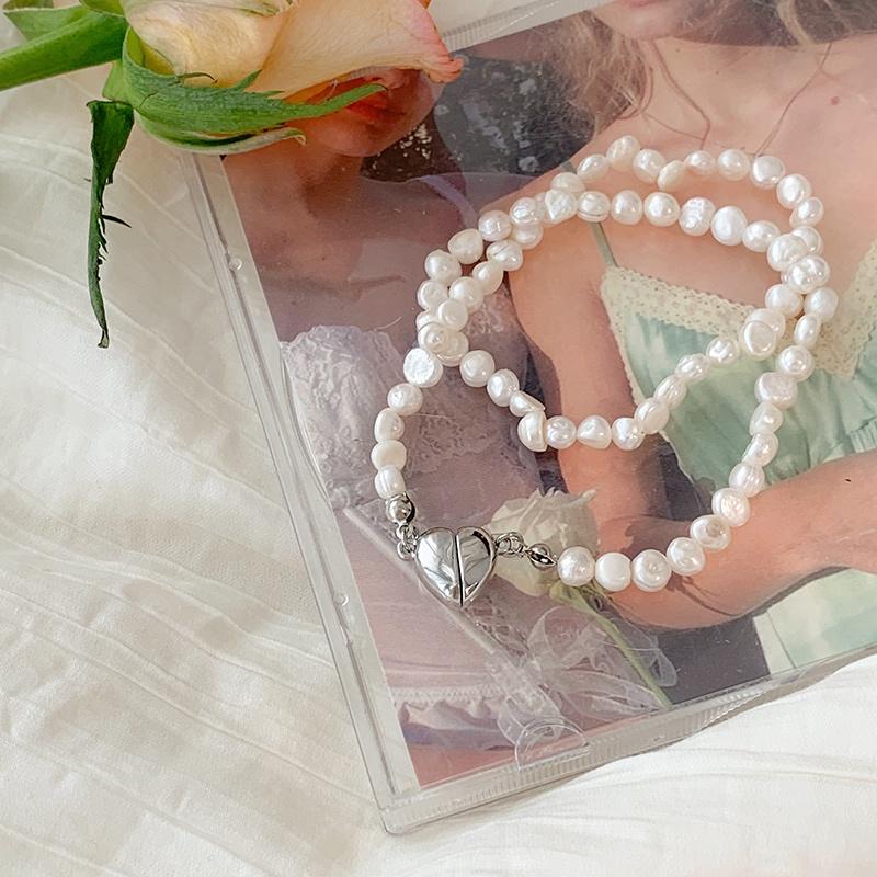 iF ME Elegancki Perłowy Magnetyczny Naszyjnik Prosty Choker Serca Naszyjniki dla Kobiet Modne Akcesoria