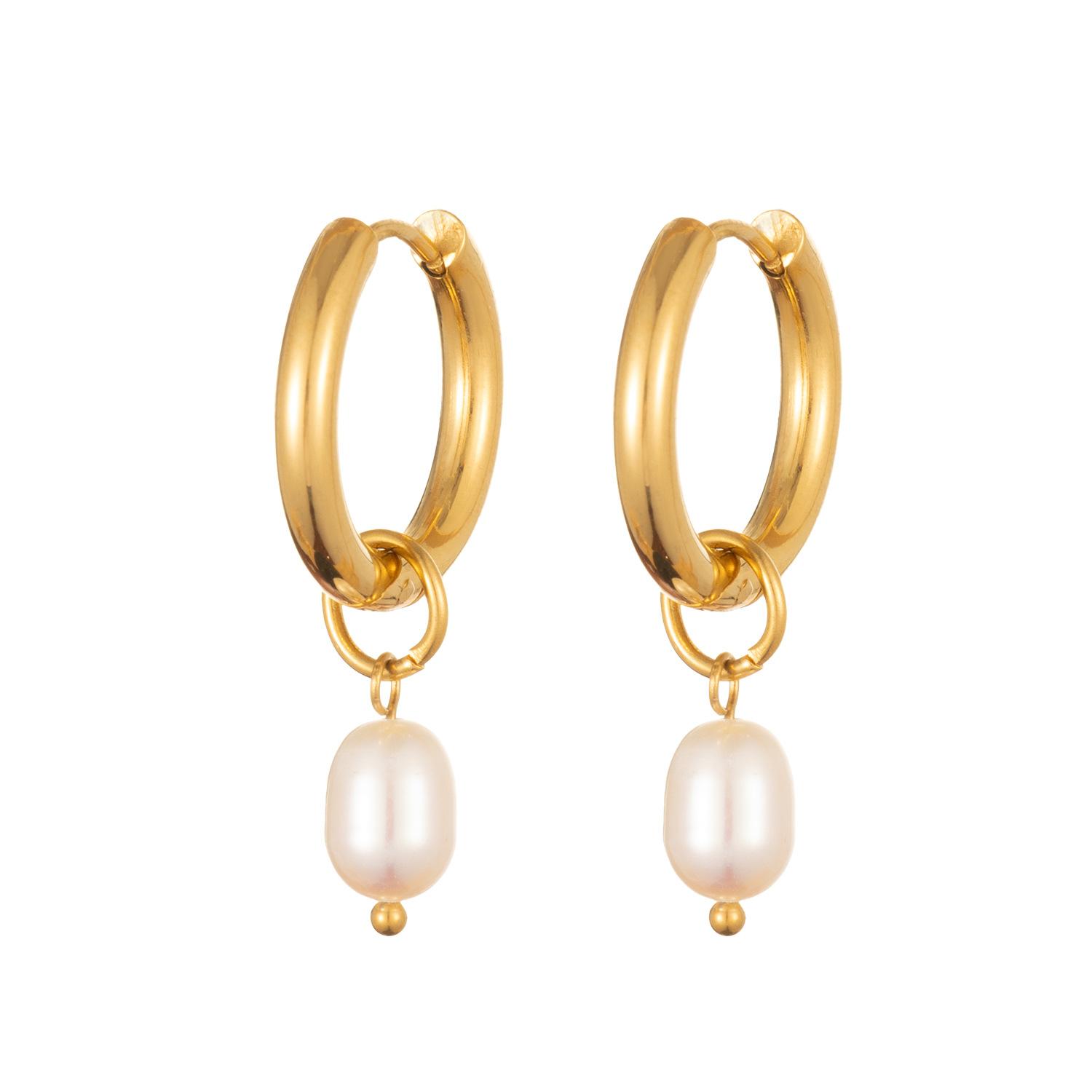 

1 пара Классических серег-пусет из нержавеющей стали с жемчугом для женщин, пар, для повседневной носки, для вечеринок, ювелирные изделия в подарок, предотвращают аллергию 6cm золотой