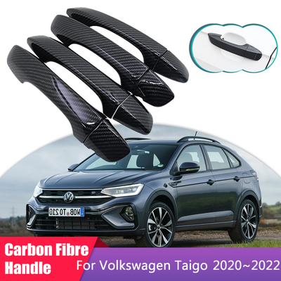 Pokrywa klamki drzwi z włókna węglowego tapicerka do volkswagena VW Taigo Nivus 2022 zewnętrzne akcesoria ochronne samochodu