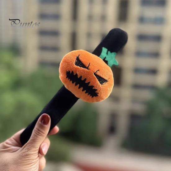 Funny Party Decoration Props Halloween Stuffed Slap Bracelet, Plush Pumpkin Ghost Bat Skull Cat Cute Wrist Toys Band for Boys Girls Favors Soft Wraps