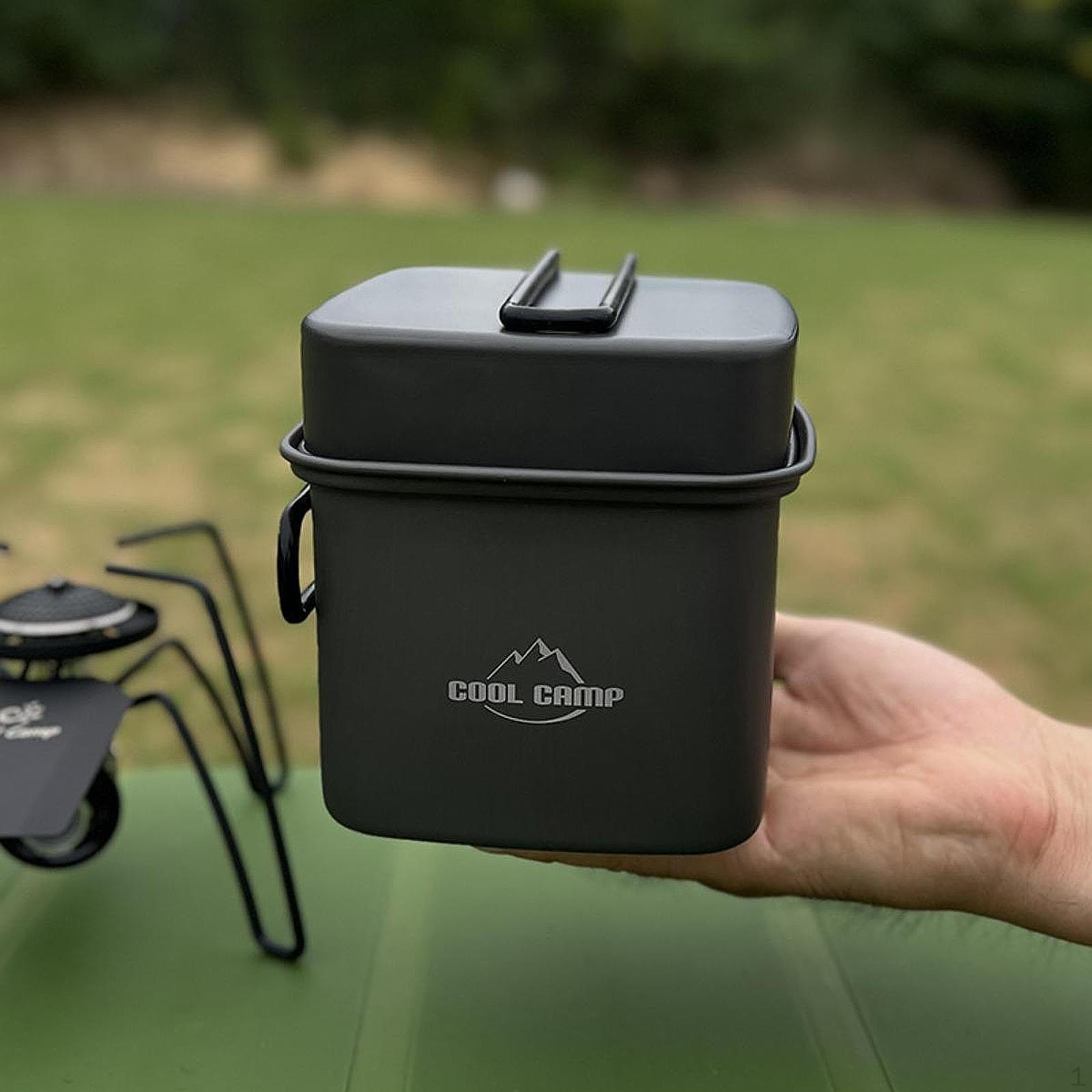 Camping Cookware Mess Kit Outdoor Cooking Pots Hiking Included Carry Bag with Folding Handles