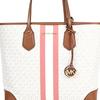 Michael Kors MK Eva Monogram Logo Stripe Color Block Canvas Tote Bag Women Tote Bags Vanilla-White Rose-Pink 30T9GV0T7B-986
