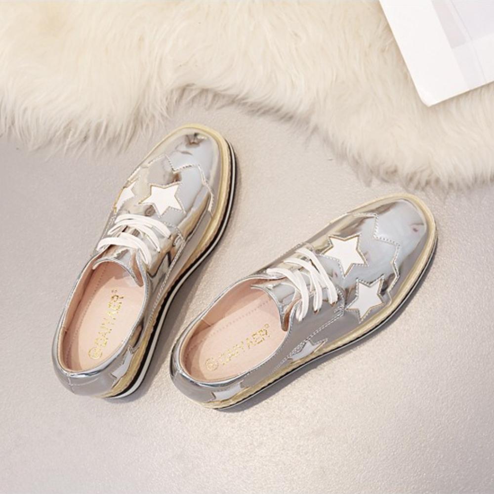 2026 Autumn Women Lace‑Up Wedge Platform Pumps, British Style Star Decor Striped Thick‑Sole Invisible Height‑Increase Waterproof Platform Casual Shoes