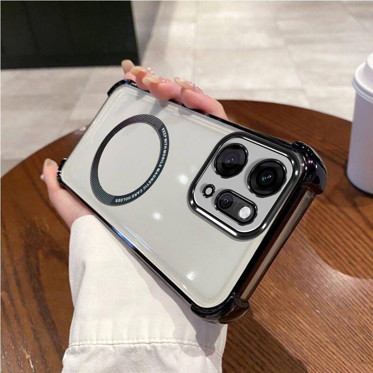 Case for OPPO Reno14 Pro 5G,Reno14 5G Clear Magnetic Casing Electroplated Lens Frame Phone Cover OPPO Reno14 Pro 5G чёрный