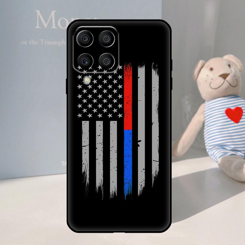Police Thin Blue Line Flag For Samsung Galaxy M16 M06 M33 M13 M35 M53 M11 M21 M31 M55 M15 M14 M34 M54 M12 M32 M52 Case