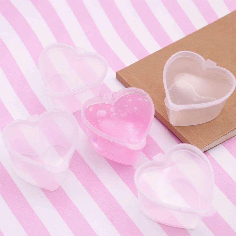 20pcs Transparent Love Shape Seasoning Box with Hinged Lids Pigment Paint Box Takeout Package
