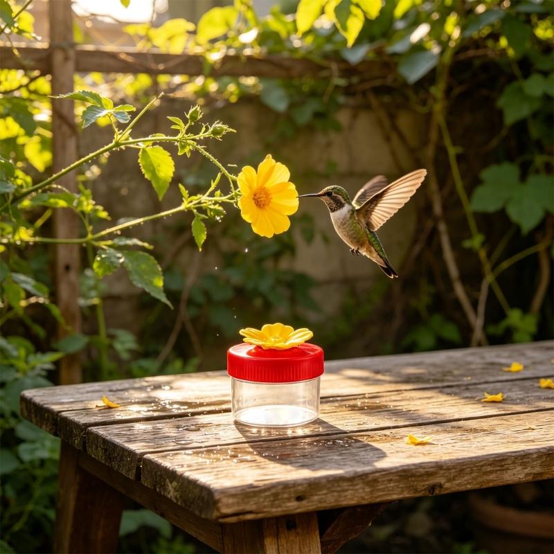 Tree Hanging Bird Water Cup Set of 4 with Clear Flower Cups,Wild Bird Feeders, and Twist Covers for Backyard Garden and Daily Outdoor Use