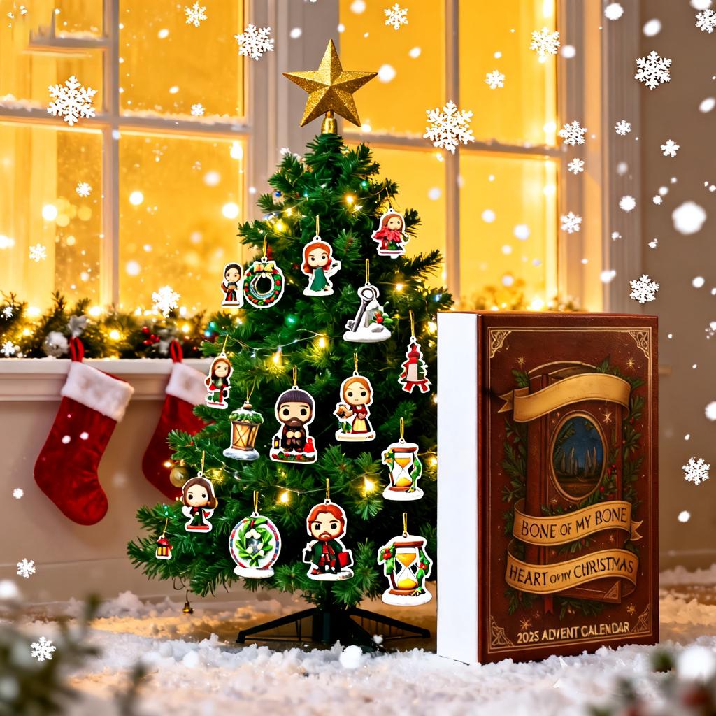 2D Flat Acrylic Mystery Box 24pcs Pendant With Airplane Box Funny Christmas Countdown Calendar