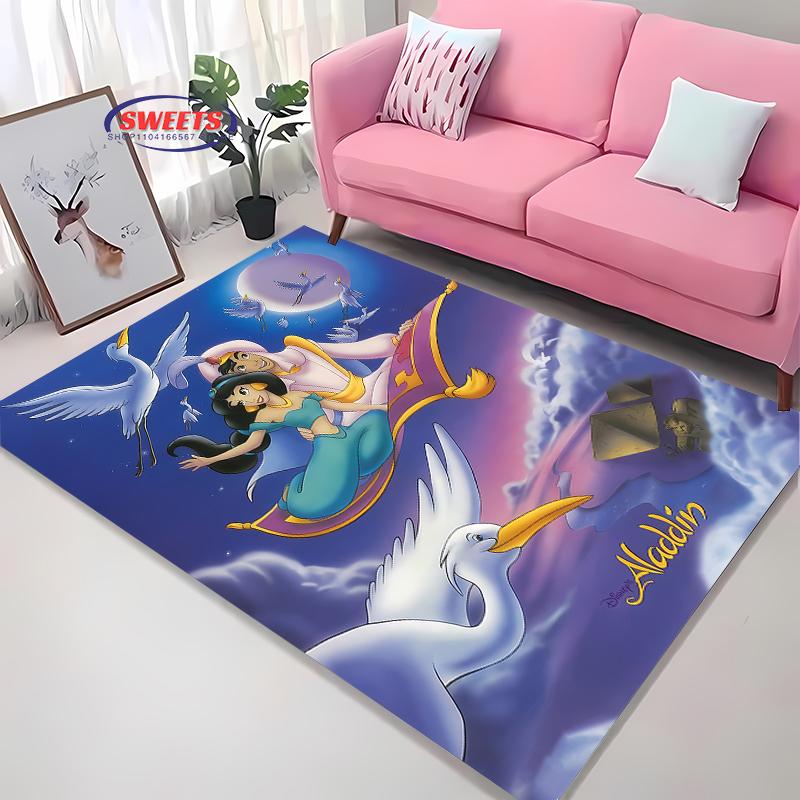 Nuovi Scaffali! Tappeto Classico Principessa Aladdin, Area Soggiorno Camera da Letto Ufficio Stanza dei Bambini a Scelta, Tappetino Antiscivolo Lavabile Regali