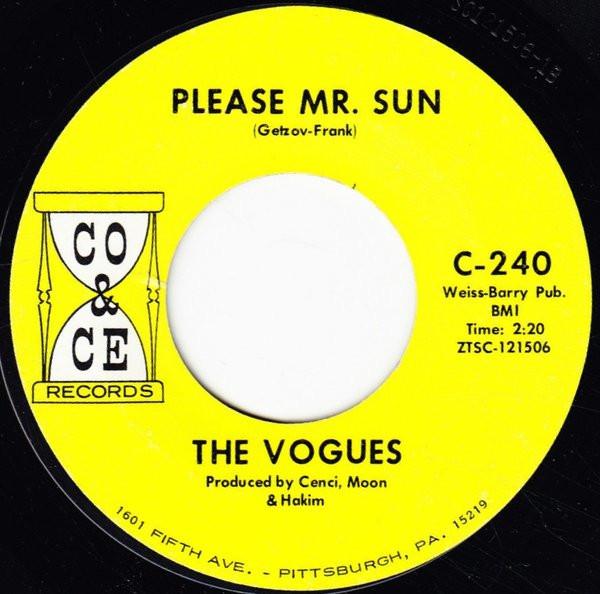

7inch Record VOGUES - Please Mr. Sun C240 Co & Ce Records 1966 US Rock Used
