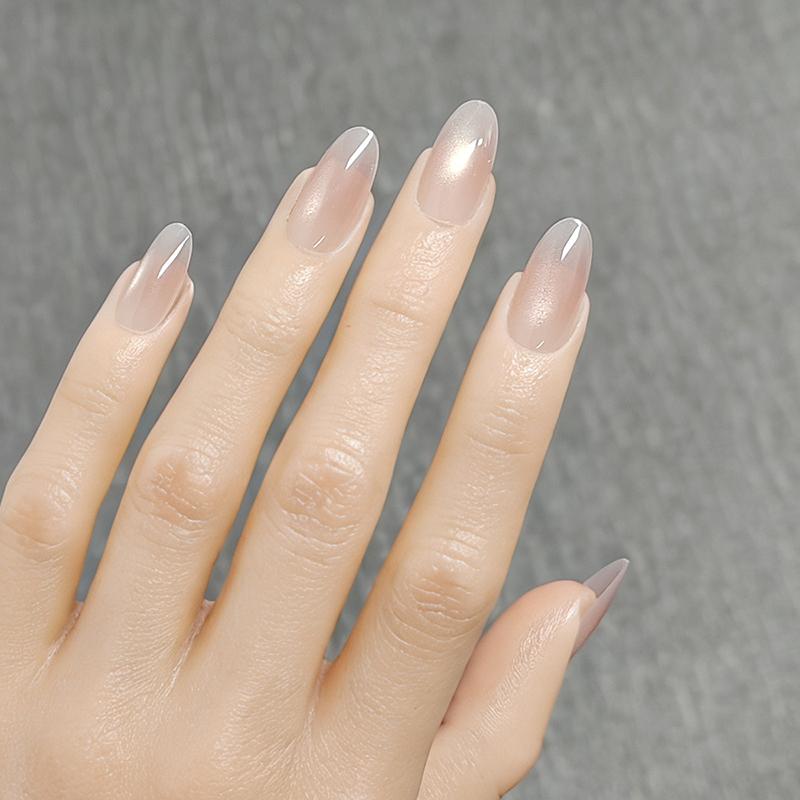 30Pcs Press On Nails French Tip Fake Nail Set Square Shape Reusable Stick-on For Women Girls Day Out