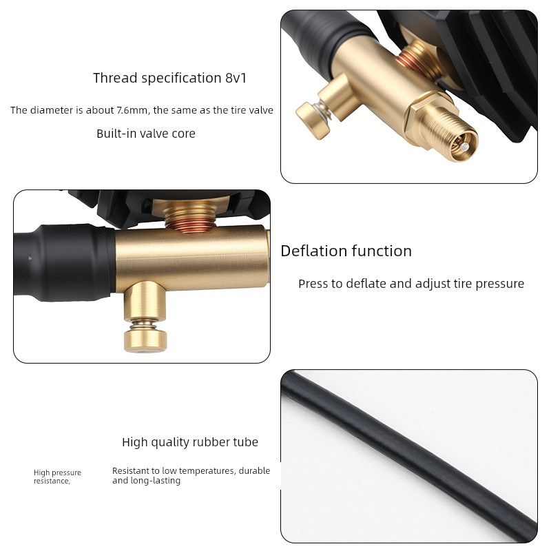 Car Air Pump with Pressure Gauge, Portable Car Tire Inflator, Adapter, Bicycle Tire Pressure Gauge