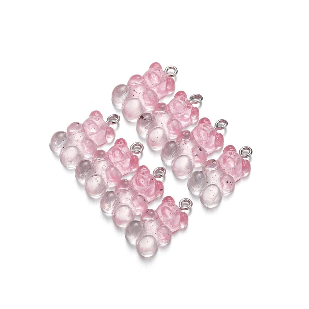 10Pcs/Lot Candy Bear Pendant Charms Colorful Resin Bears for Necklace Bracelet Earrings Jewelry Making Findings Accessories