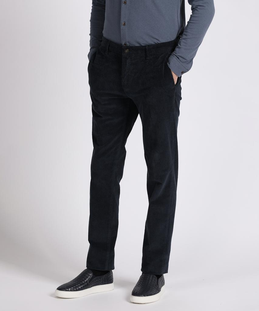 PANICALE Navy Slim Fit Corduroy Pants