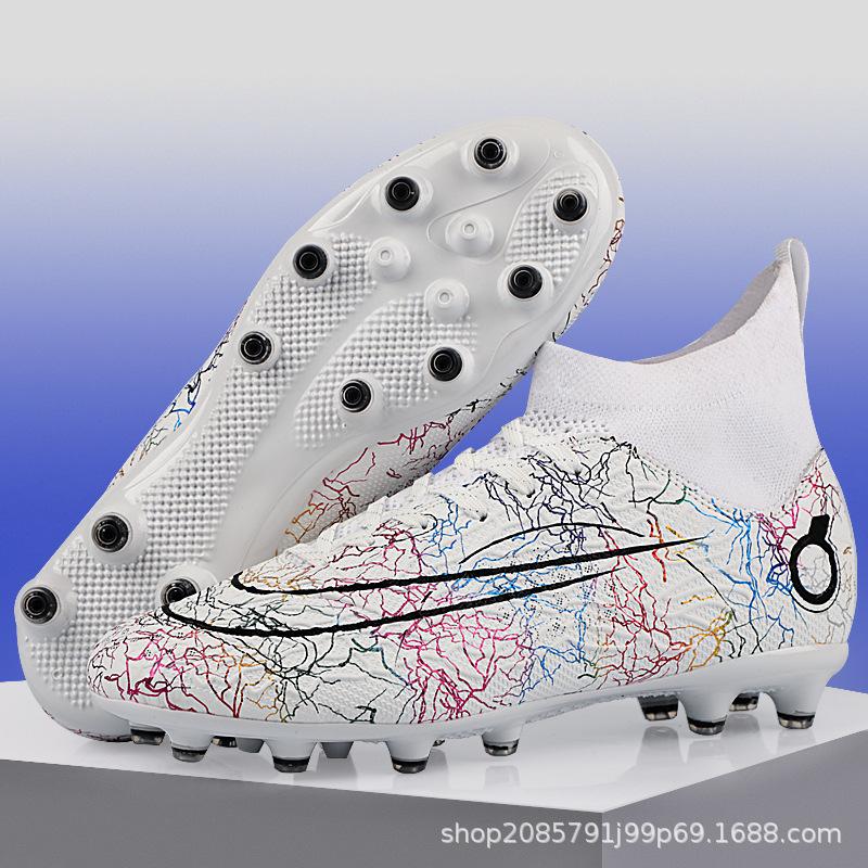 Studentské fotbalové boty mandarínská kachna AG dlouhé lisované kolíky pro chlapce a dívky vysoké ponožky studentská soutěž sportovní tréninkové boty tf