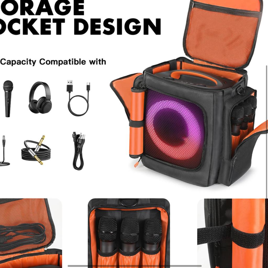 For JBL Partybox Encore Essential 2 Portable Speaker Dust Case Large Capacity Speaker Carry Bag with Mic Pocket Encore Essential