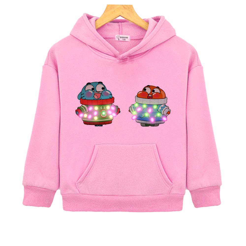 

The Wonderfully Weird World of Gumball Hoodies for Boys Kids Cartoon Print Sweatshirts Children Clothing Girls Clothes Tops 130 рожевий