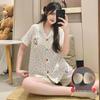 Korean Style Sweet Cloud Cotton Short-Sleeved Women's Pajama Set with Chest Pads