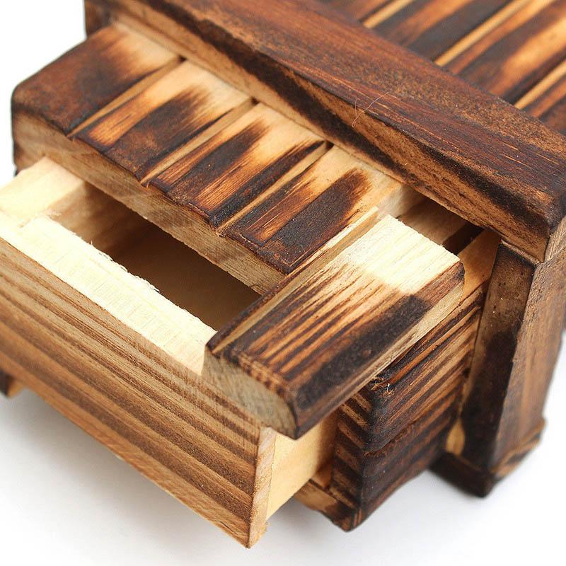 Wooden Puzzle Box Vintage Mechanism Case Children Toys With Secret Drawer Trick Magic Compartment Brain Teaser Projects Toys