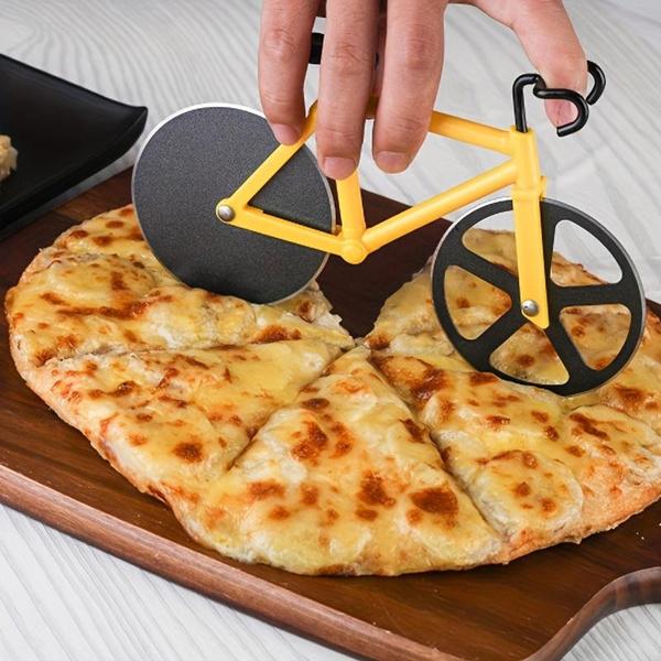 1ks Cyklistický kulatý nerezový kráječ na pizzu, nůž na pizzu, nástroj na pečení, víceúčelový kráječ na sušenky Dělič jídla Kuchyňské nástroje