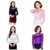 Elegant Mesh Blouse With Hollow Lace Design For Women Long Sleeve Summer Wear