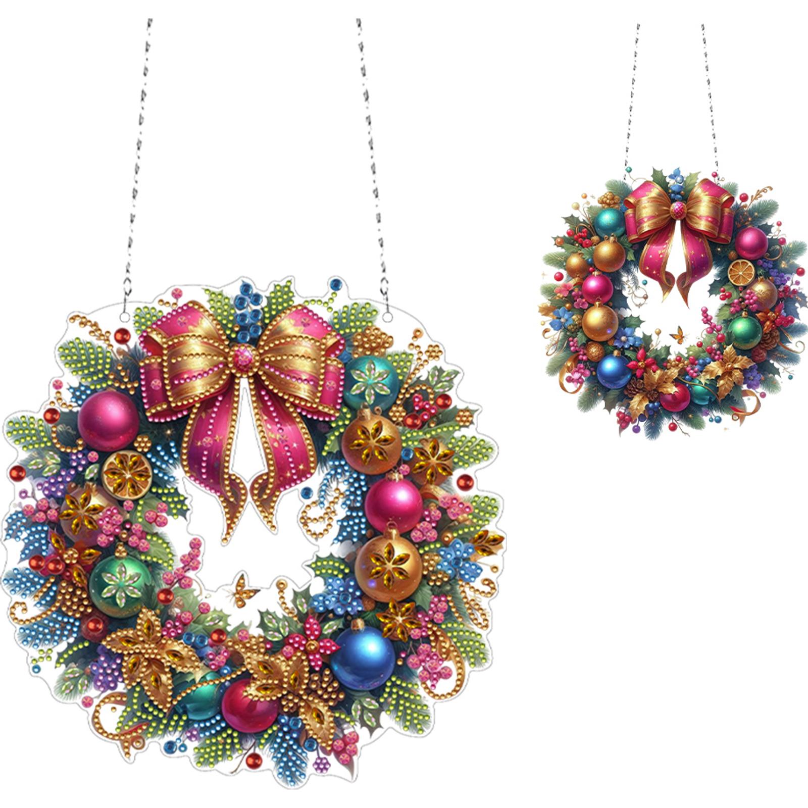 

2D/Плаский Знак-Вінок Різдвяний Зірка Діамантова Мозаїка DIY Набори для Малювання Діамантовою Мозаїкою Підвіска для Декору Вікна Дверей Будинку Подарунок